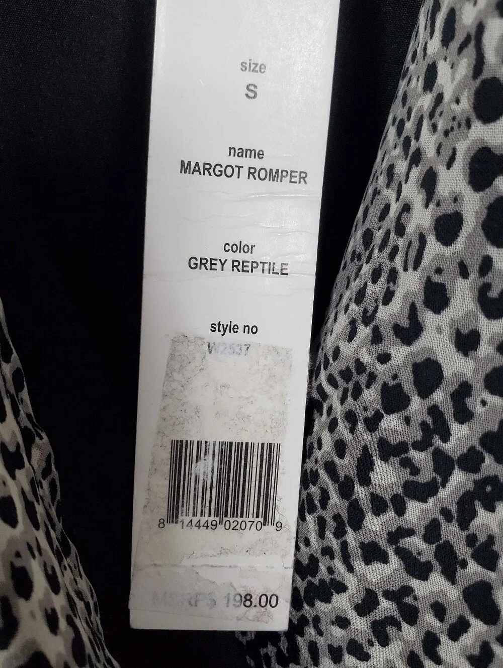 NWT W118 By Walter Baker Size S Grey Reptile Margot Romper